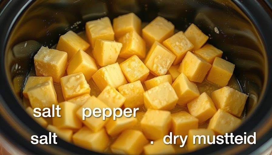 Crock Pot Velveeta Mac and Cheese ingredients in crock pot.