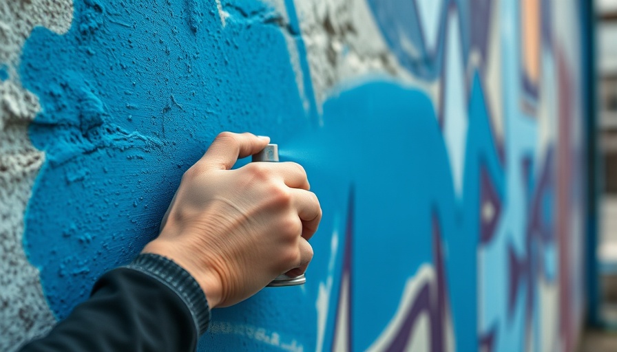 Hand using spray paint on wall, showcasing spray painting tips.