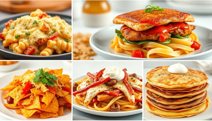 Variety of meals for home cooking prep showcasing pasta, sandwiches, and more.