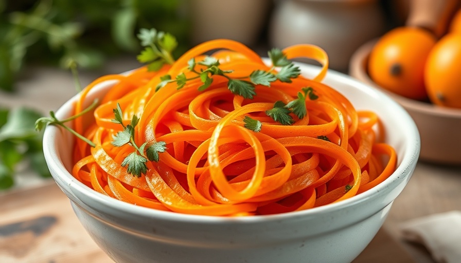Herbed carrot salad recipe with fresh herbs in a white bowl.