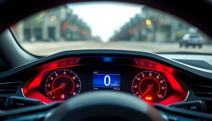Modern vehicle dashboard displaying warning signals.