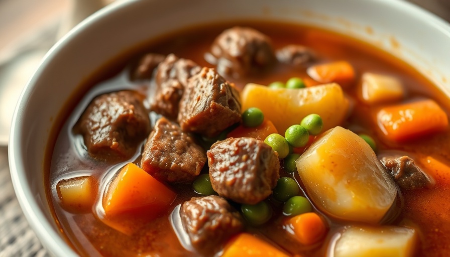 Crockpot Beef Stew in a bowl with vegetables.