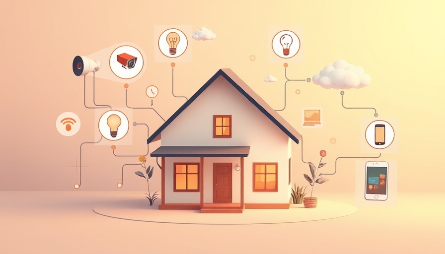 Illustration of smart home routines with technology icons.