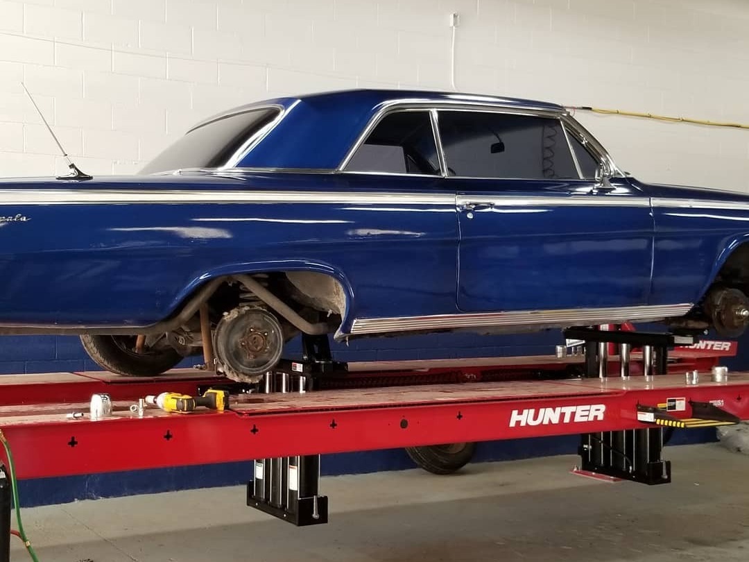 Classic Imapla Car on a Hunter lift.