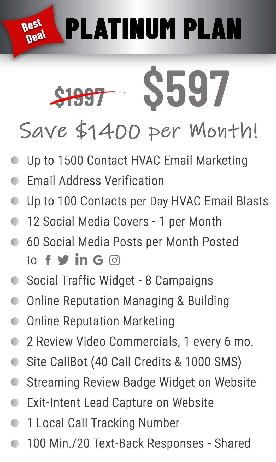 Platinum Plan Pricing