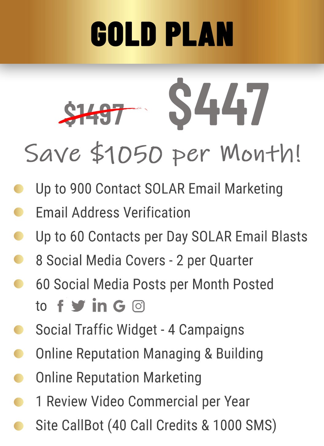 Gold Plan Pricing and Features SOLAR