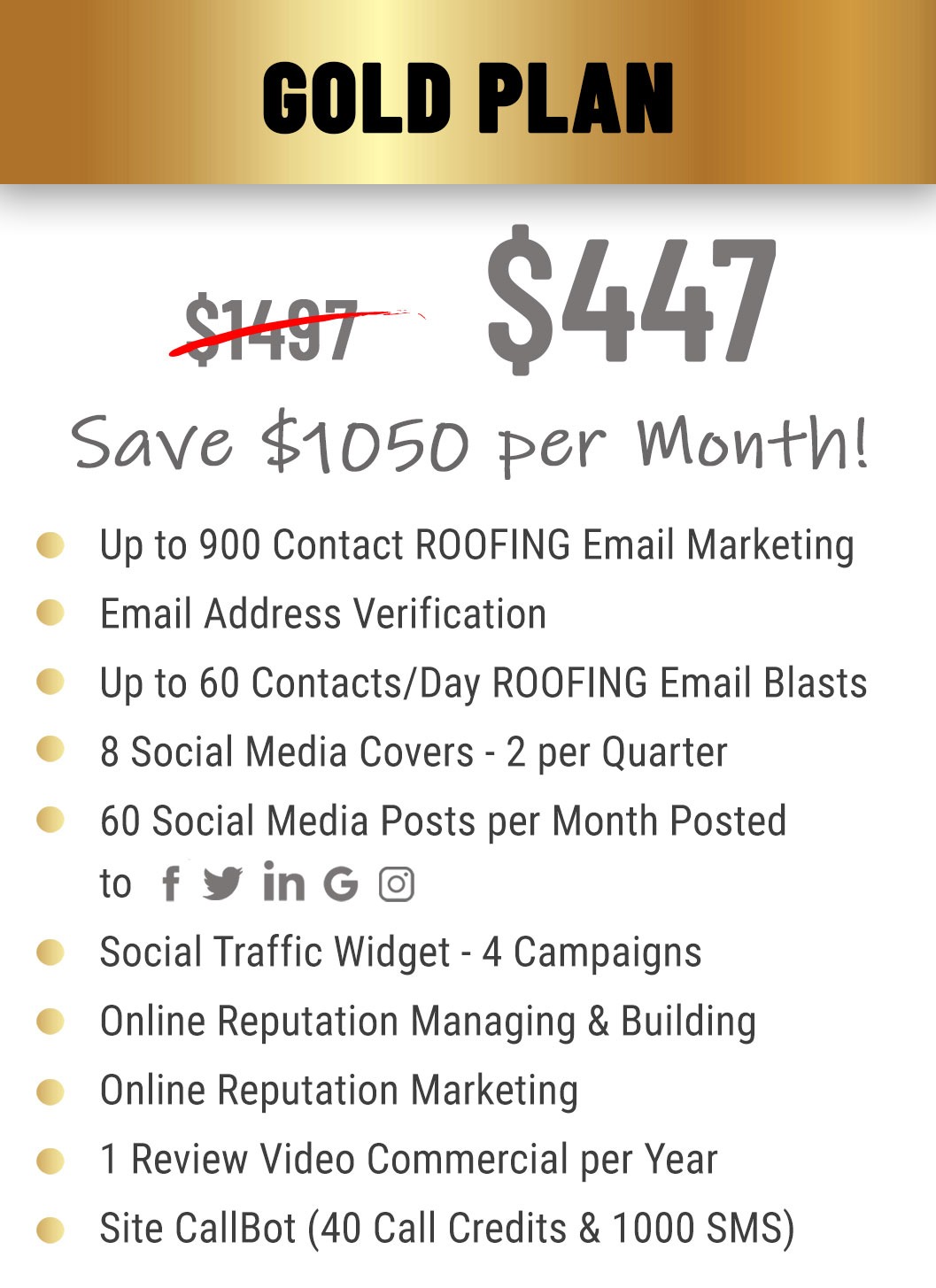 Gold Plan Pricing and Features ROOFING