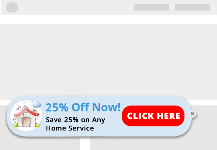 HOME SERVICES special offer popup on social post article