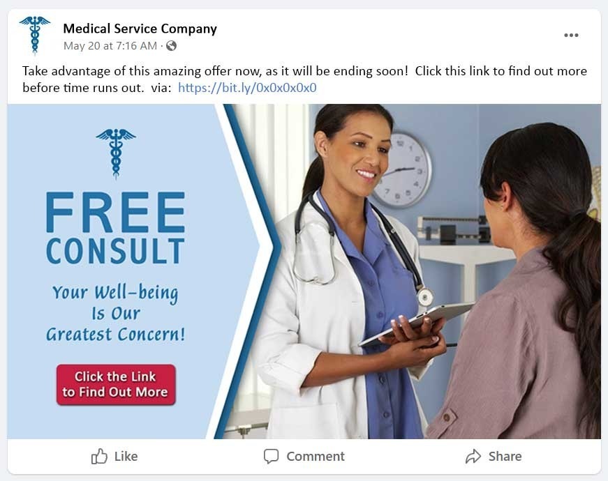 social offer post, free medical consult.