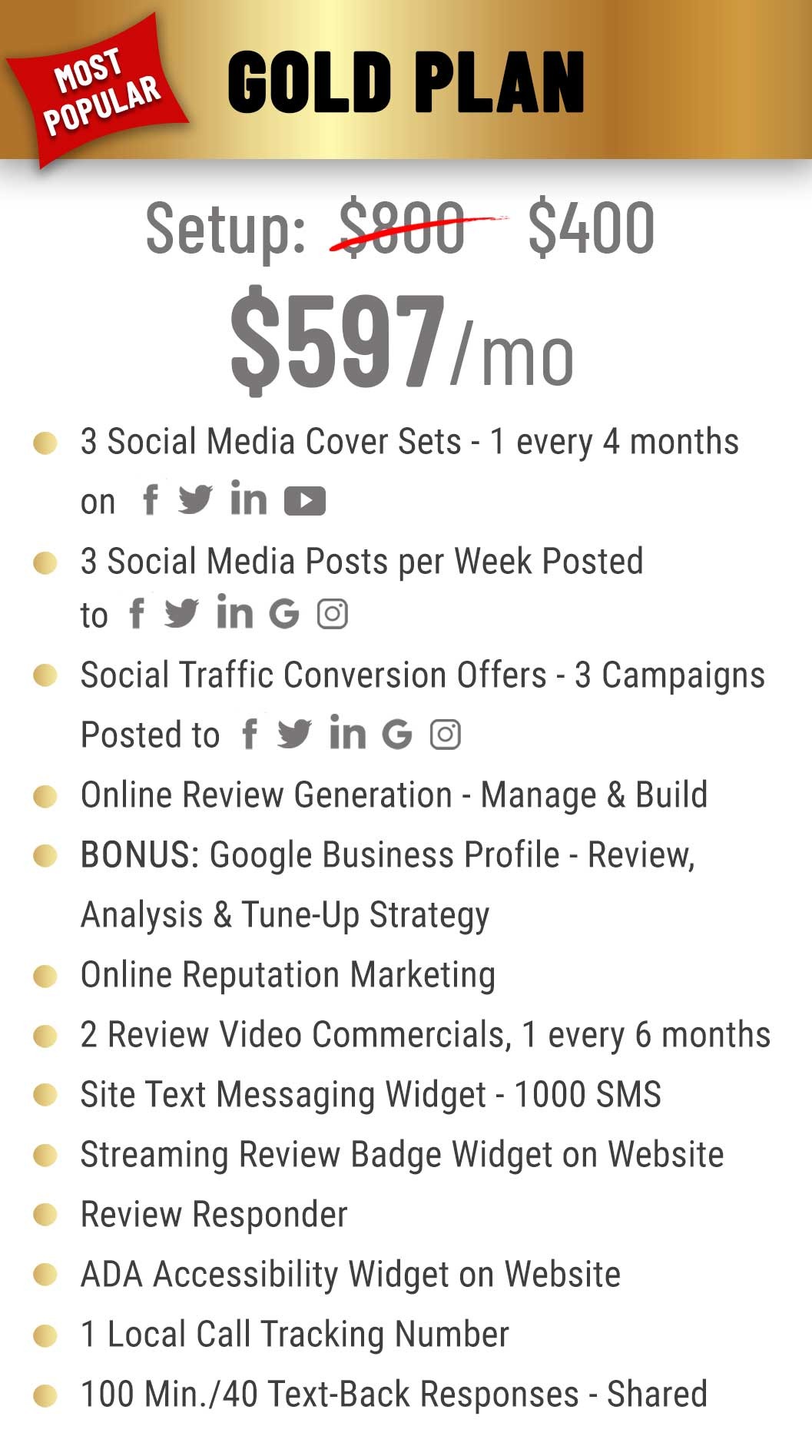gold plan $597/mo with features