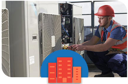 houser's service technician performing commercial hvac repair in iowa