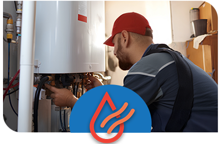 houser's service technician performing water heater repair in iowa