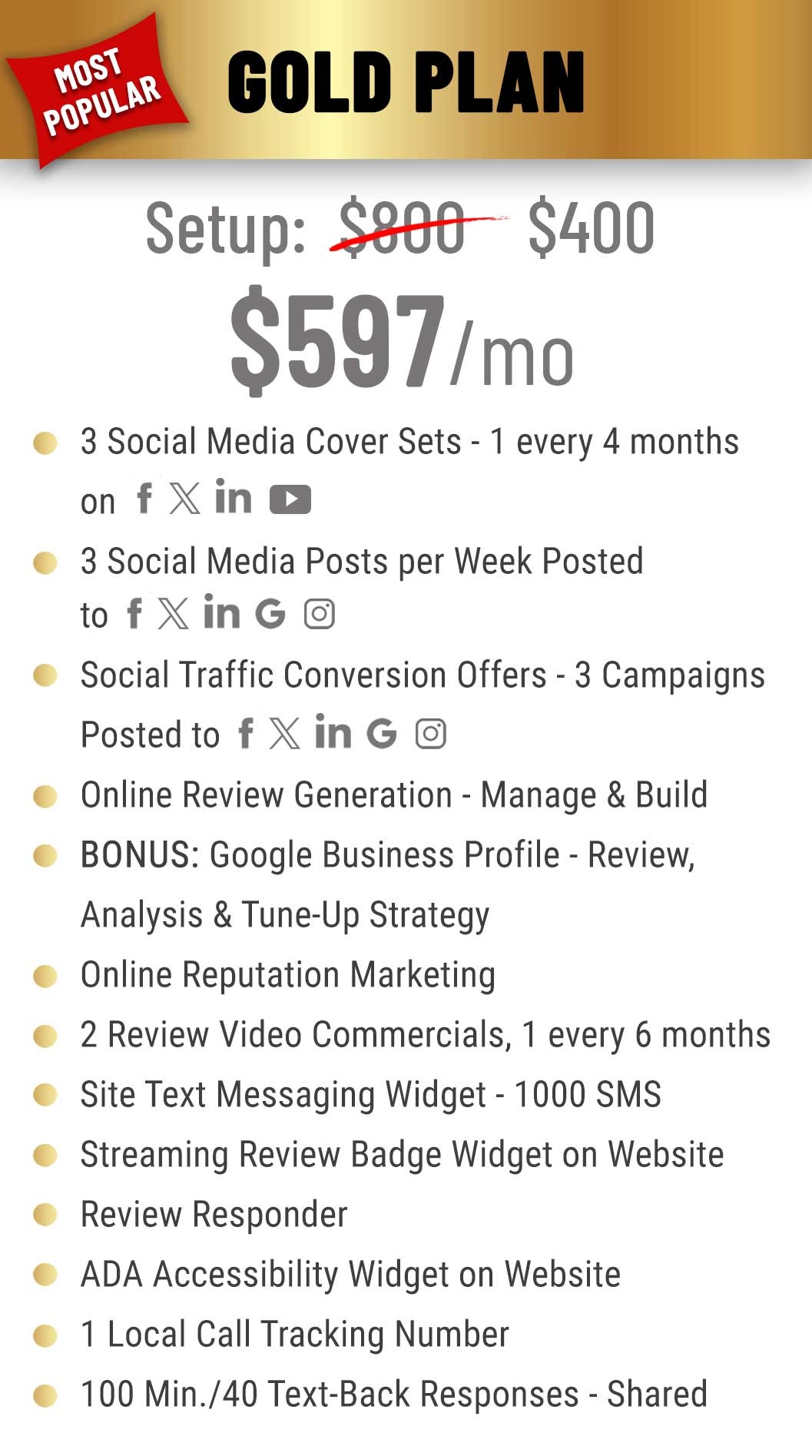 gold plan $597/mo with features