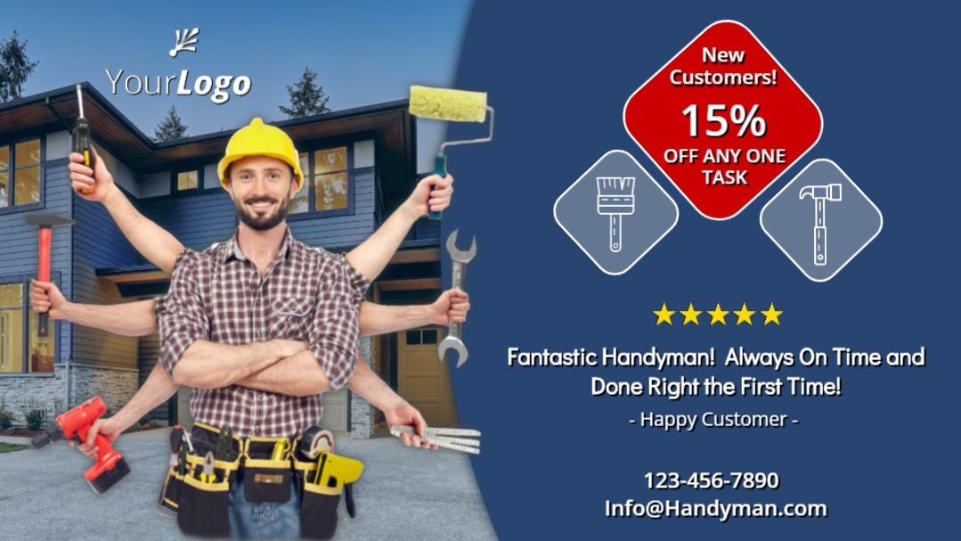 Handyman social cover with customer review and discount offer