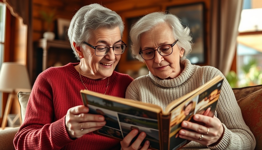 Older couple viewing printed wedding albums in warm setting.