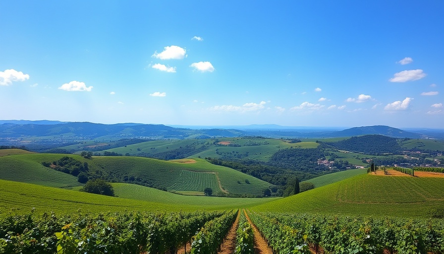 Vineyard landscape illustrating potential impact of tariffs on wedding flowers.