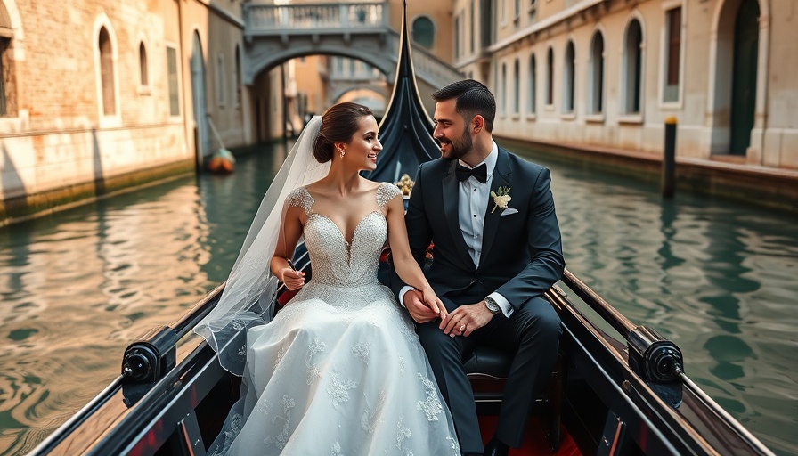 Romantic small wedding in a Venetian gondola.