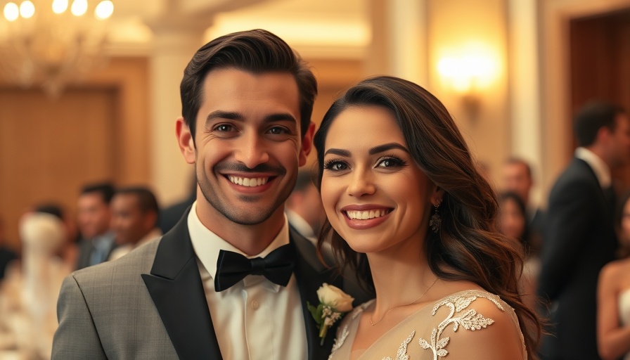 Elegant couple at formal event, wedding venues near me theme.