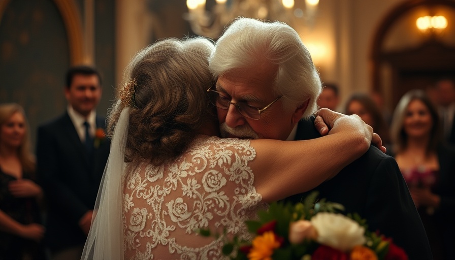 Emotional wedding ceremony, elderly woman and bride sharing a heartfelt hug.