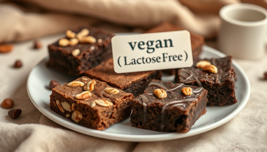 Vegan brownies labeled for a vegan wedding.