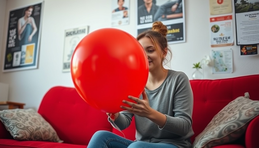 Young woman in Pop the Balloon Challenge indoors.