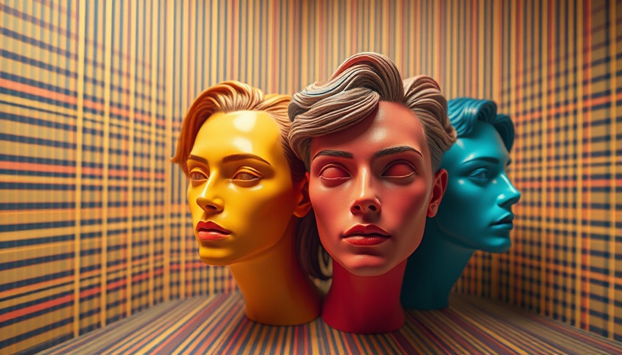 Bezold effect shown through four colorful faces and striped patterns