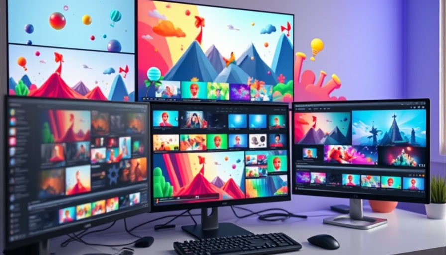 AI video creation with Vidatia digital collage featuring vibrant graphics and themes.