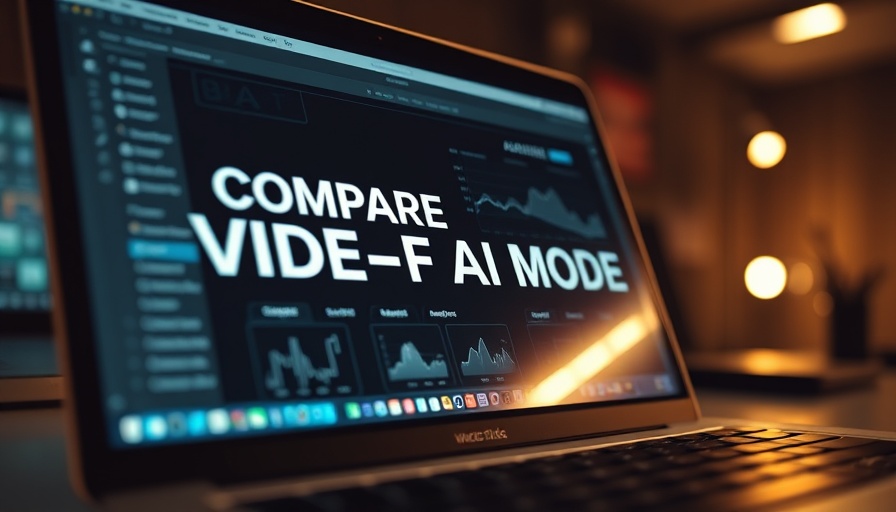Laptop screen showing 'COMPARE VIDEO-AI MODELS' for AI video creation tools.
