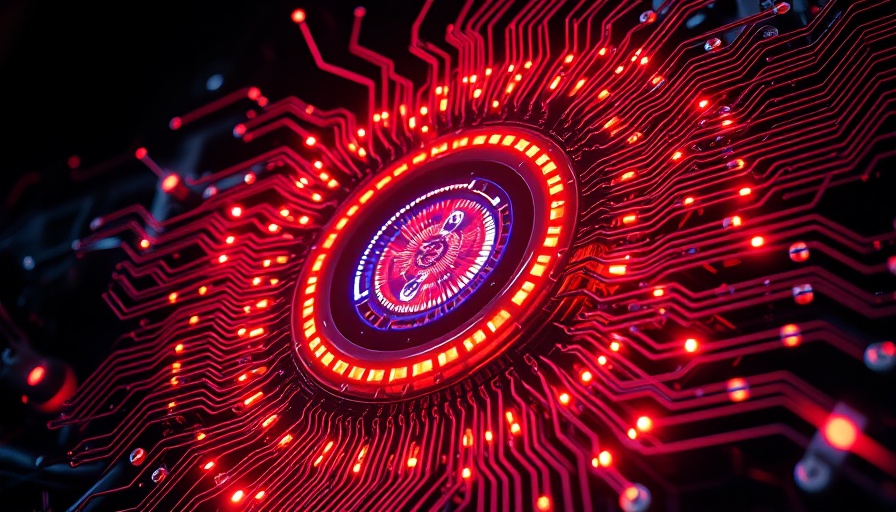 Futuristic quantum computer core emitting vibrant light.
