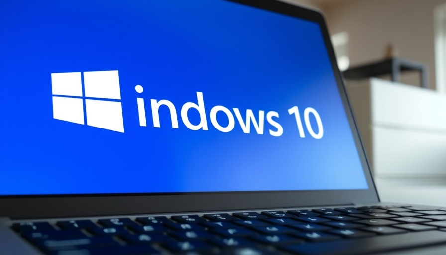Close-up of laptop with Windows 10 logo, Microsoft Windows 10 Support Ending.