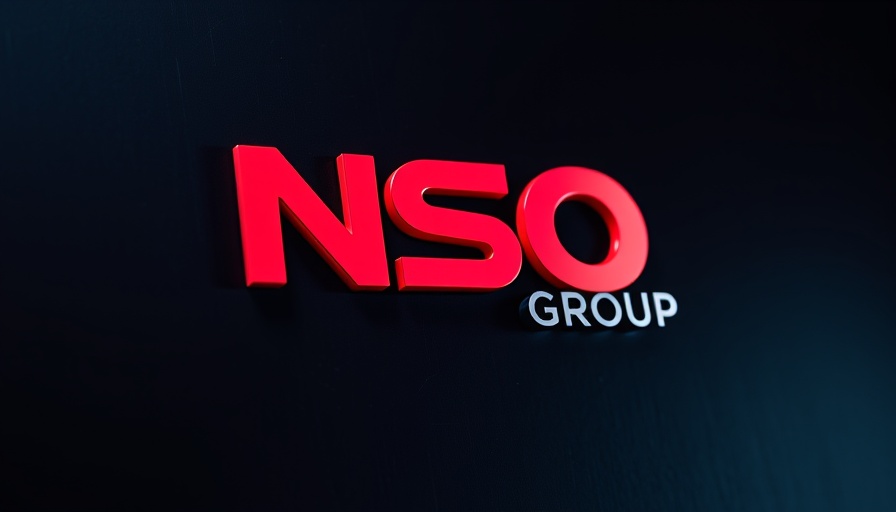 Striking NSO Group logo reflecting on dark surface.