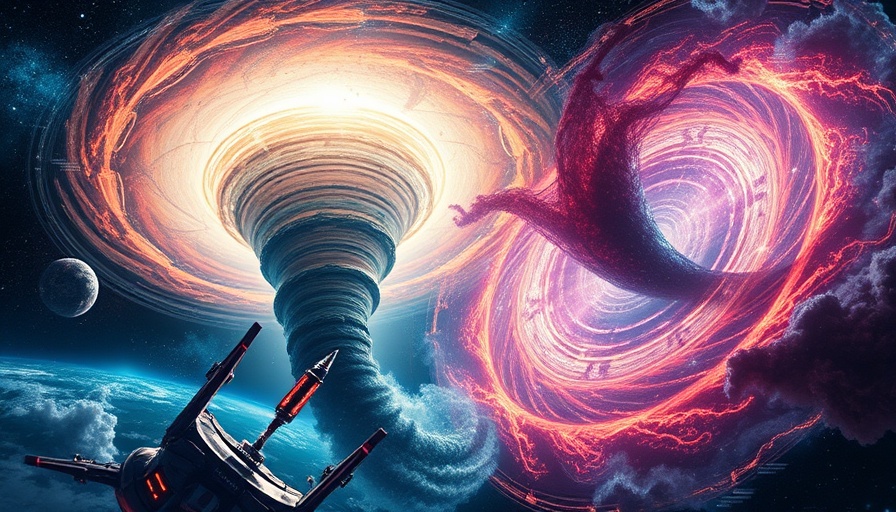 Colorful simulation of space tornadoes showcasing dynamic energy.