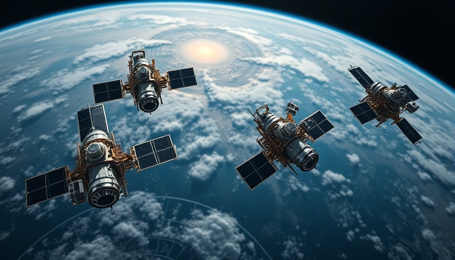 Satellites in low Earth orbit, depicting space congestion.