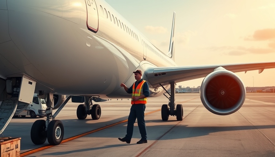 Boeing worker inspecting 787 Dreamliner at airport, daylight.