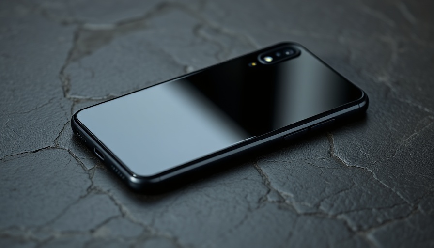 Glossy black smartphone on dark textured surface, related to Pixnapping attack Android codes