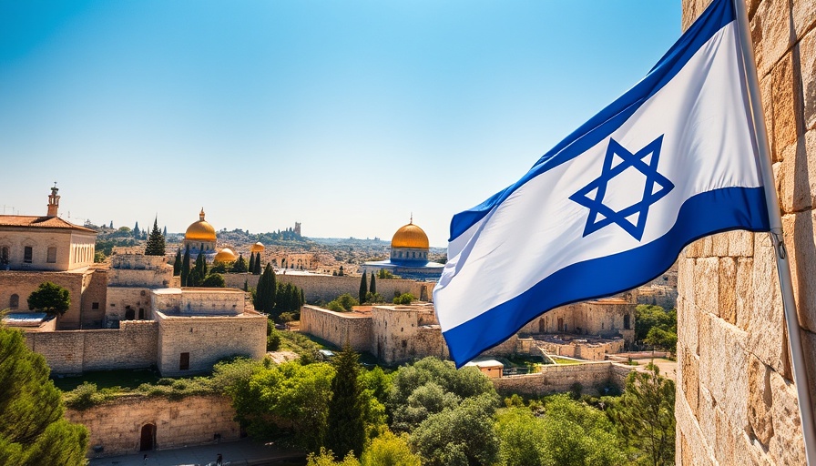 Jerusalem cityscape with an Israeli flag; key landmark in the lessons learned from the Gaza war.
