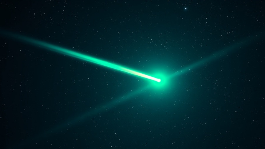 Green comets visibility in a starry night sky.