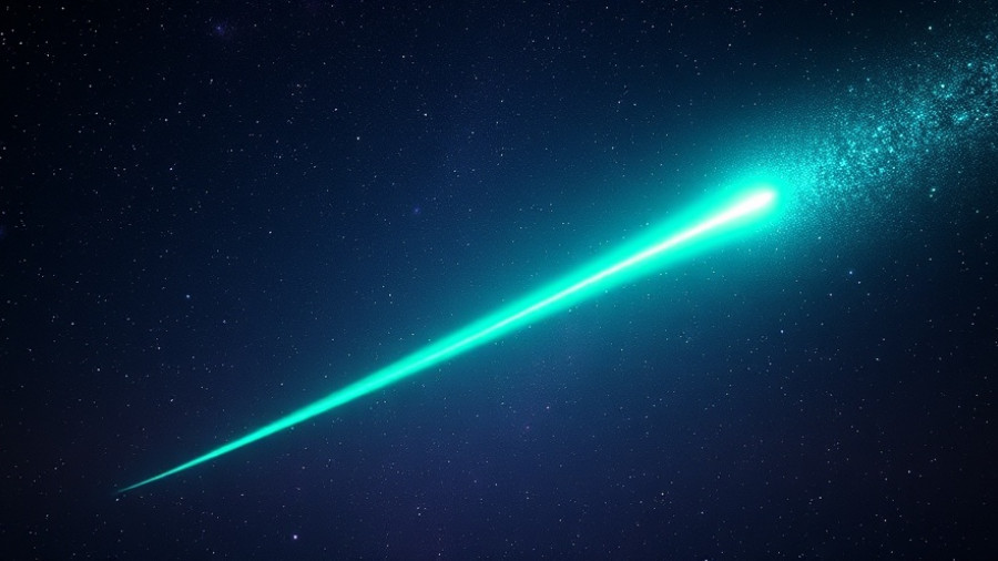 Comet Lemmon with vibrant trail in a starry sky