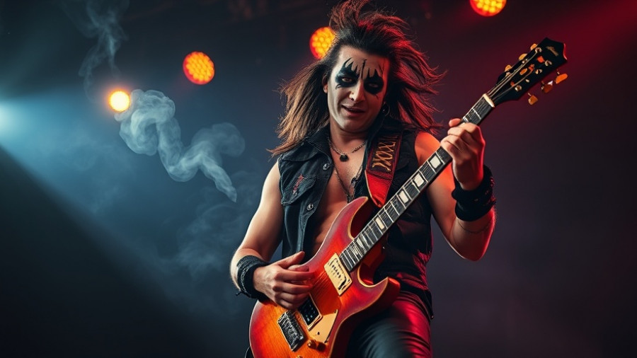 Ace Frehley KISS legacy captured with iconic guitar on stage.