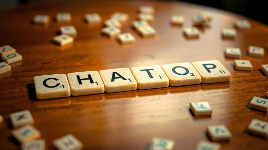 Scrabble tiles spelling 'CHATGP' on a wooden surface, illustrating AI.
