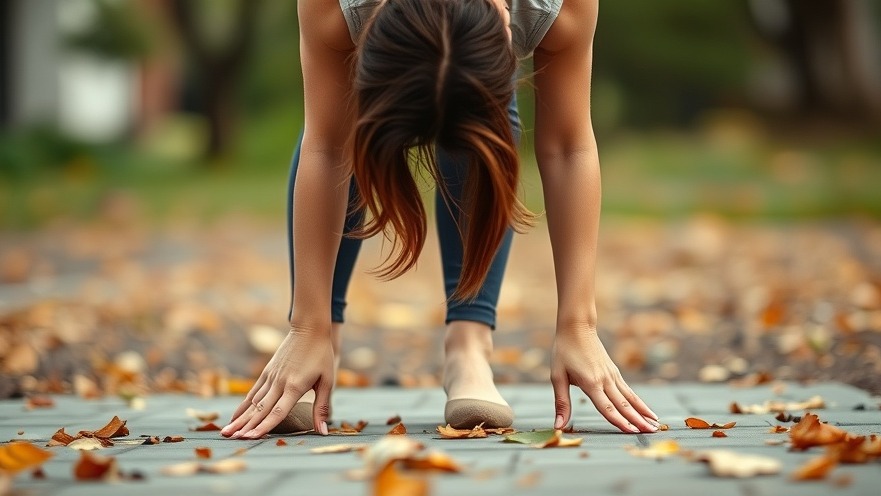 Young woman bending down to touch the ground, enhancing core strength and fitness improvements.