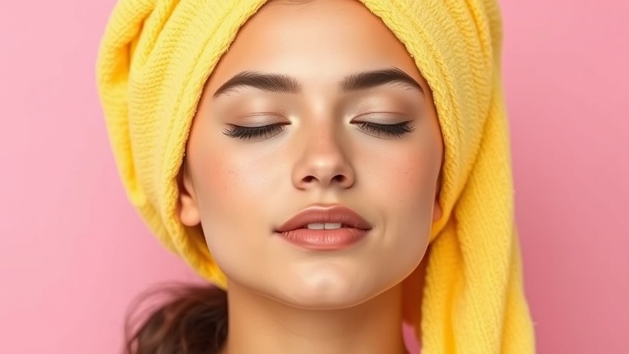 Serene woman in a yellow towel, embodying summer skincare and beauty products.