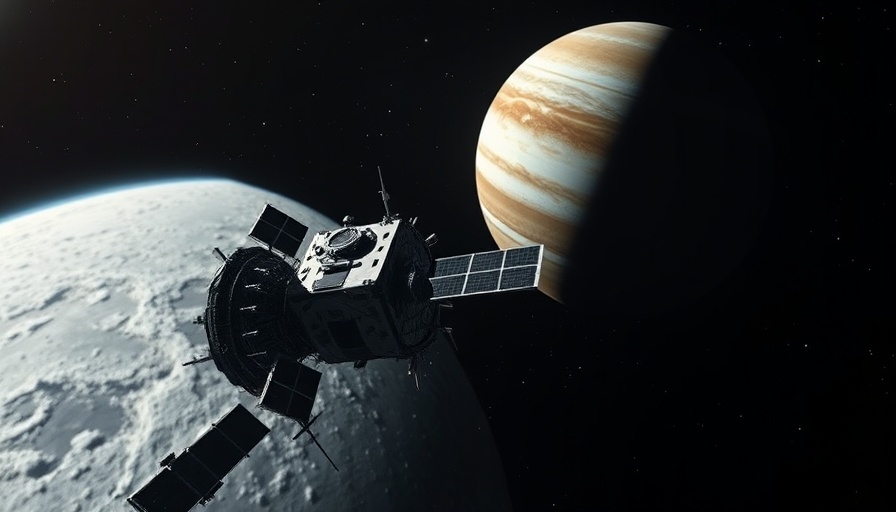 Europa Clipper spacecraft orbiting Jupiter's moon Europa.