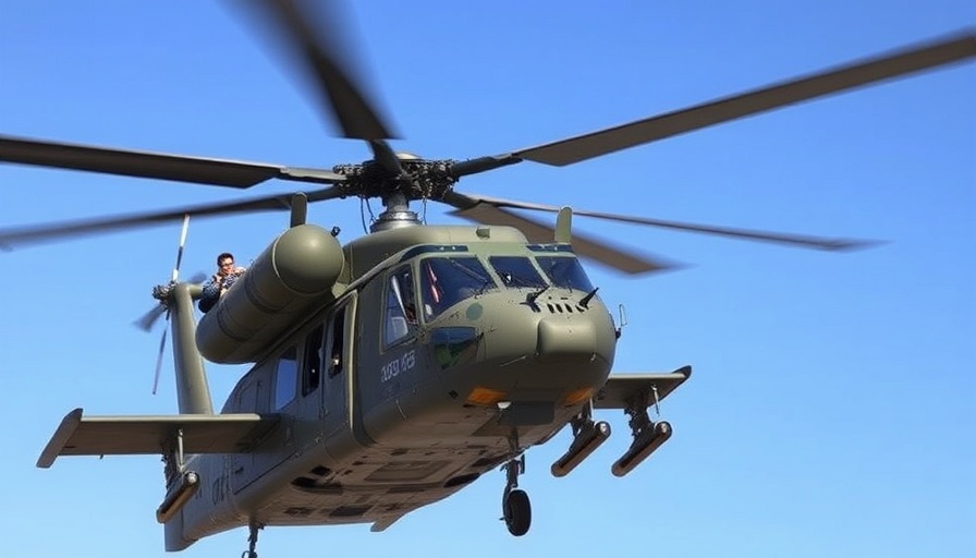 Army helicopter showcasing aviation safety protocols in clear sky.