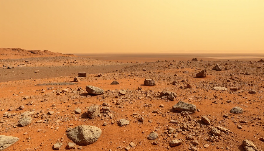 Mars rocky terrain with red soil and rocks for alien life detection.