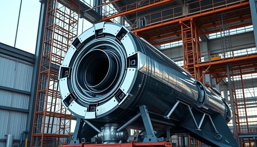 Futuristic rocket module assembly at commercial space station facility.