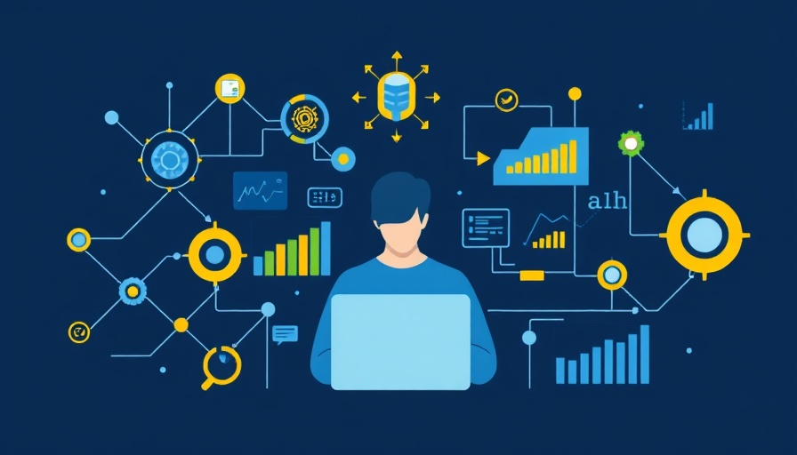 Illustration of AI workloads with data analysis elements.