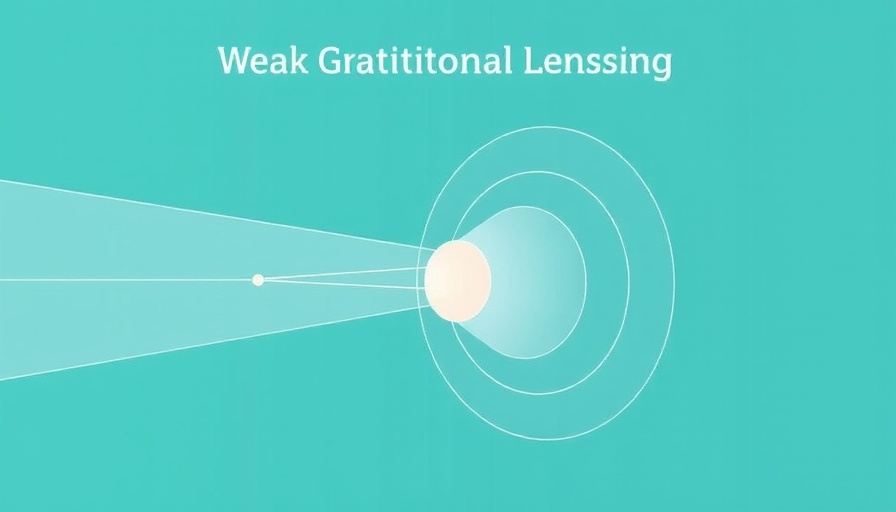 Diagram illustrating weak gravitational lensing effects.