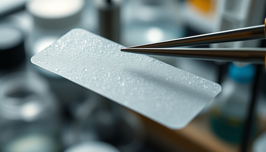 Close-up of bacterial cellulose being handled in a lab.