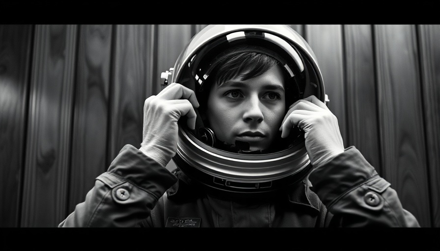Classic sci-fi scene of the 1950s with astronaut helmet.